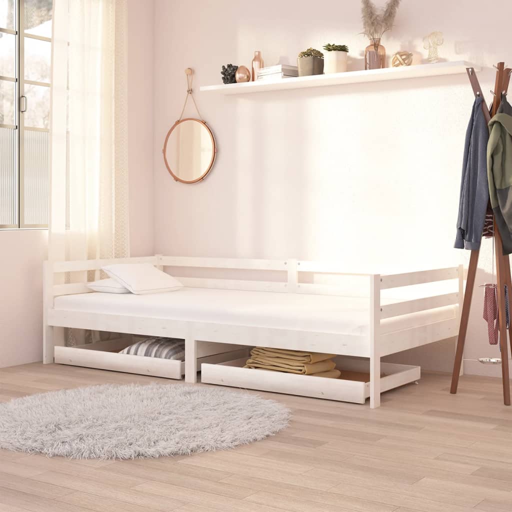 Day Bed Drawers 2 Pcs Solid Pinewood