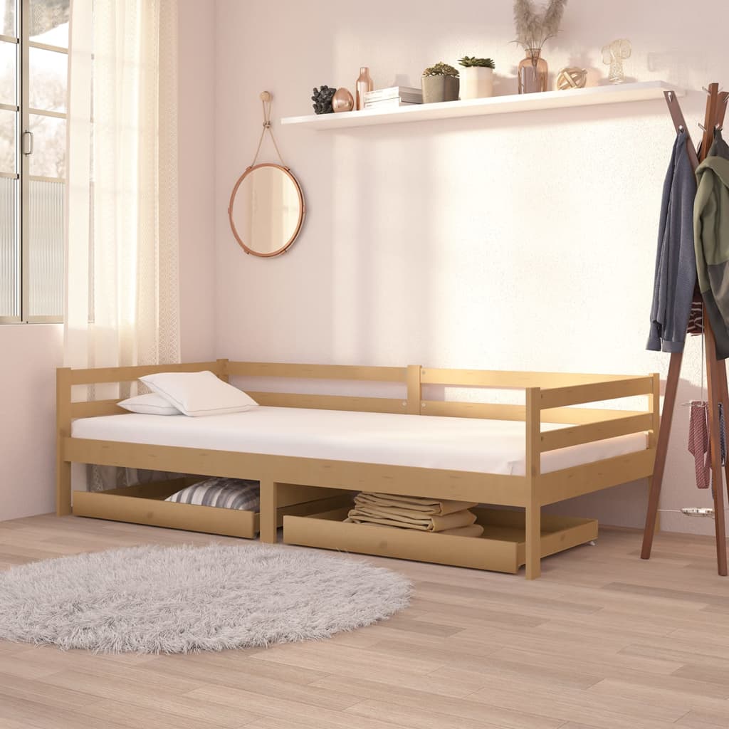 Day Bed Drawers 2 Pcs Solid Pinewood