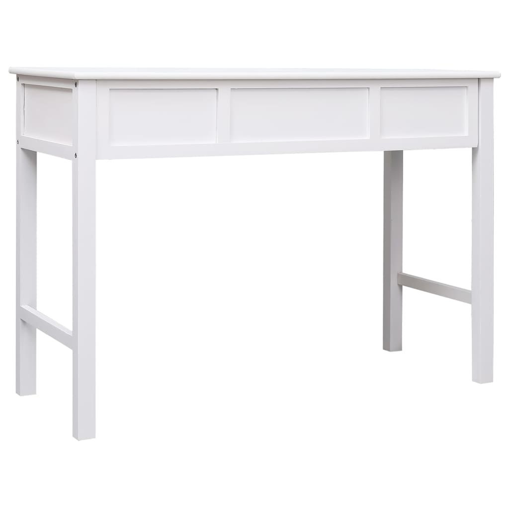 Desk White 108X45X76 Cm Solid Wood Paulownia
