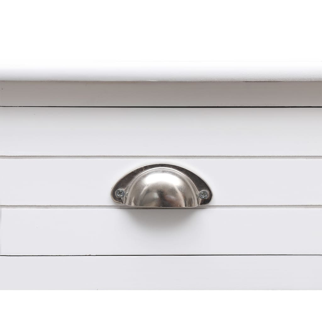 Desk White 108X45X76 Cm Solid Wood Paulownia