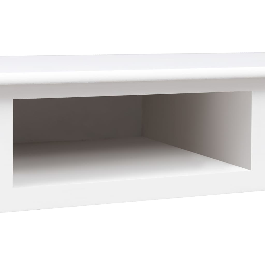 Desk White 108X45X76 Cm Solid Wood Paulownia