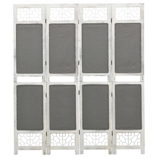 4-Panel Room Divider Grey Fabric