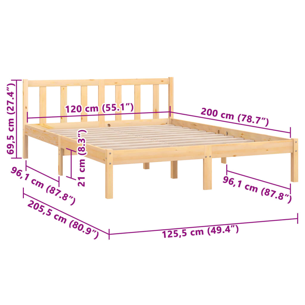 810077  Bed Frame Without Mattress Solid Wood