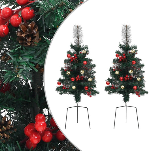 Artificial Pathway Christmas Trees 2 Pcs 76 Cm Pvc