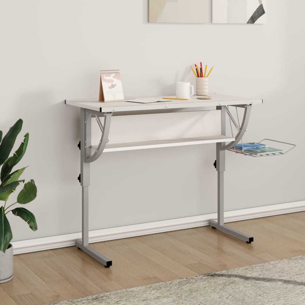 Craft Desk &Grey 110X53X(58-87) Cm Engineered Wood&Steel