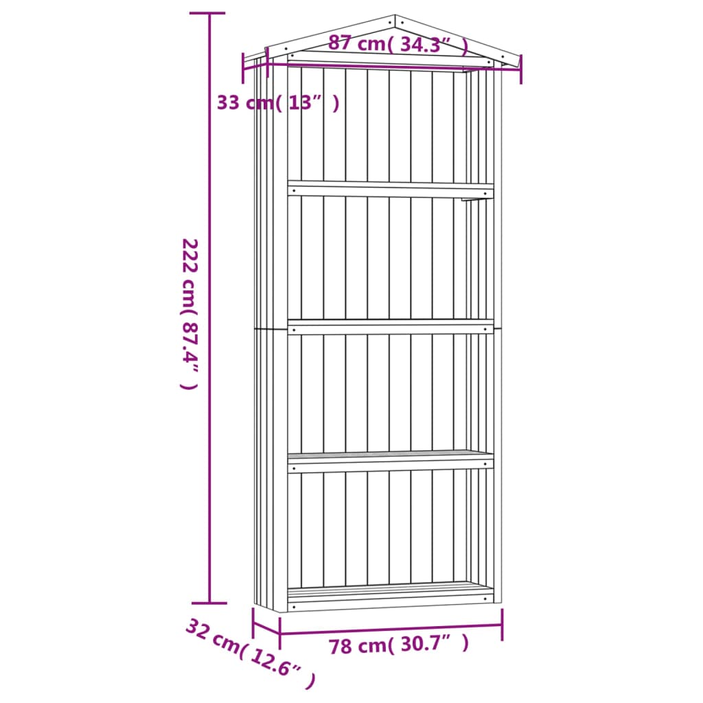 Garden Tool Shed 80X33X222 Cm Impregnated Pinewood