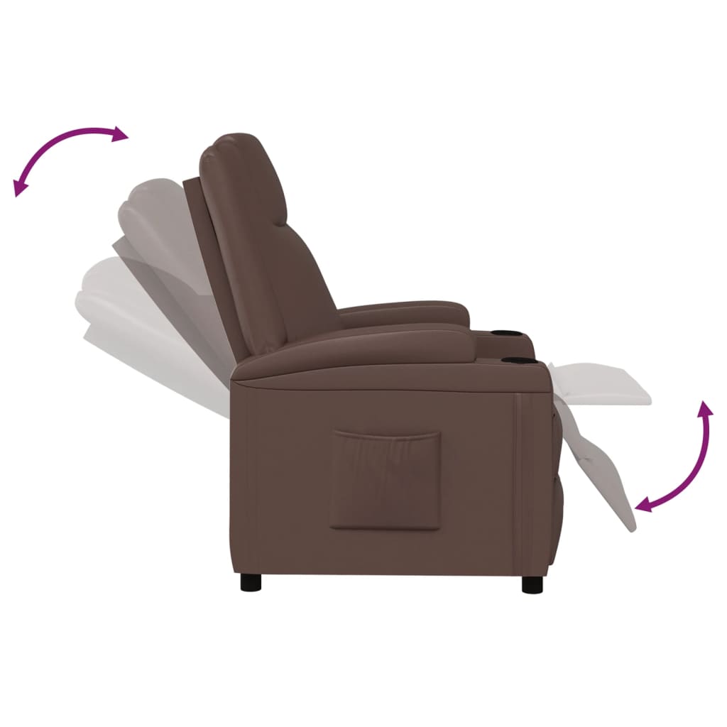 Recliner Chair Brown Faux Leather