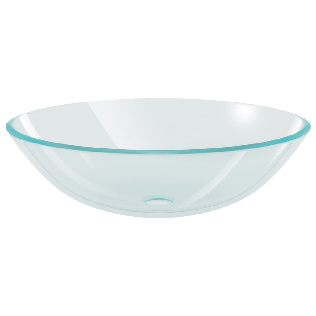 Bathroom Sink With Tap And Push Drain Clear Tempered Glass