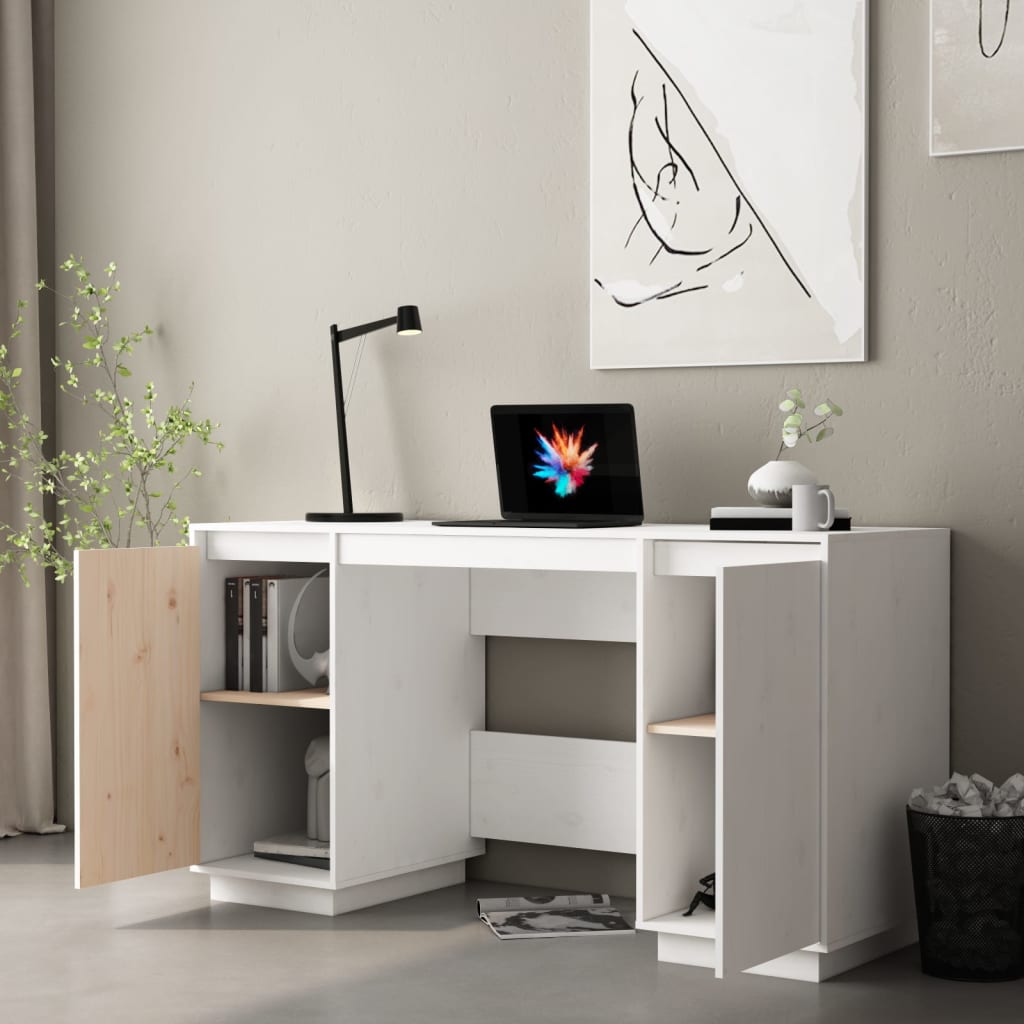Desk 140X50X75 Cm Solid Wood Pine
