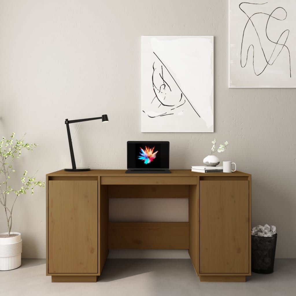 Desk 140X50X75 Cm Solid Wood Pine