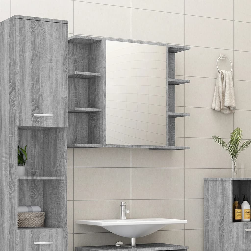 Bathroom Mirror Cabinet 80X20.5X64 Cm Engineered Wood