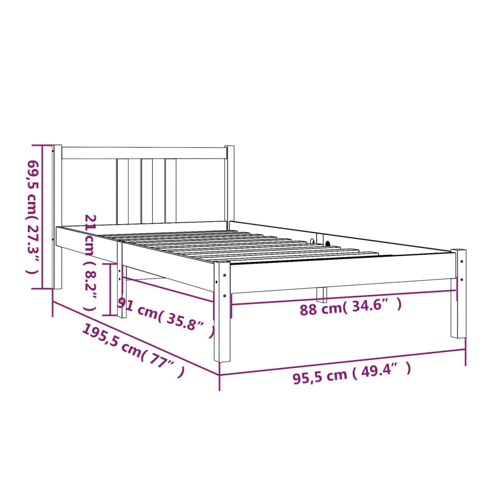 Bed Frame Without Mattress Solid Wood Single Single