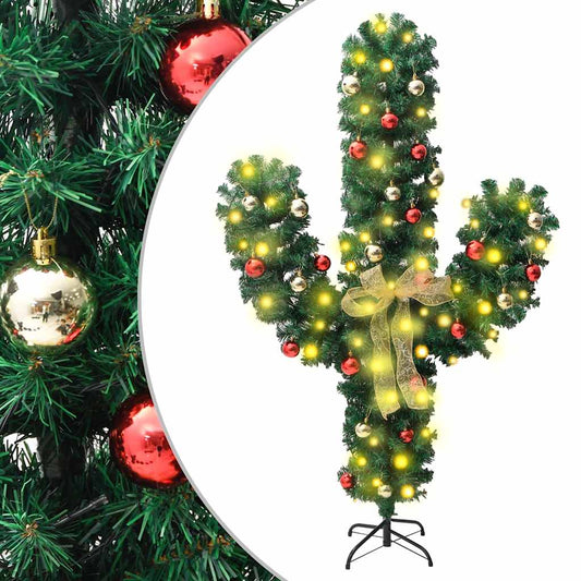 Christmas Cactus With Stand And Led Green Pvc