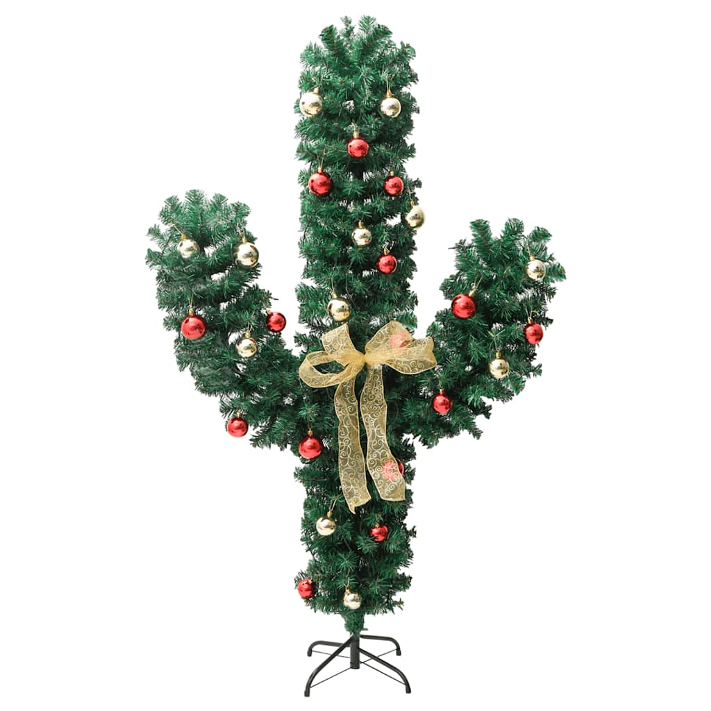 Christmas Cactus With Stand And Led Green Pvc