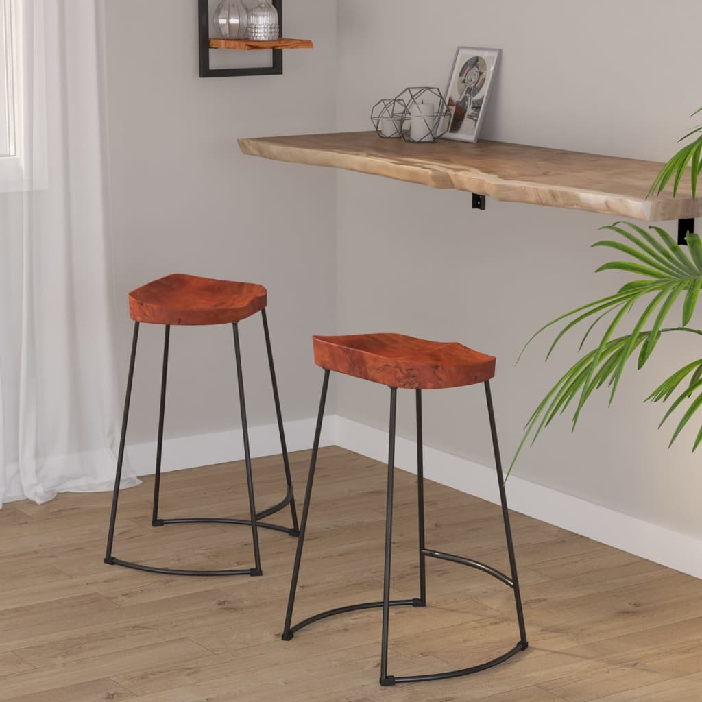 Bar Stools 2 Pcs Solid Wood Mango