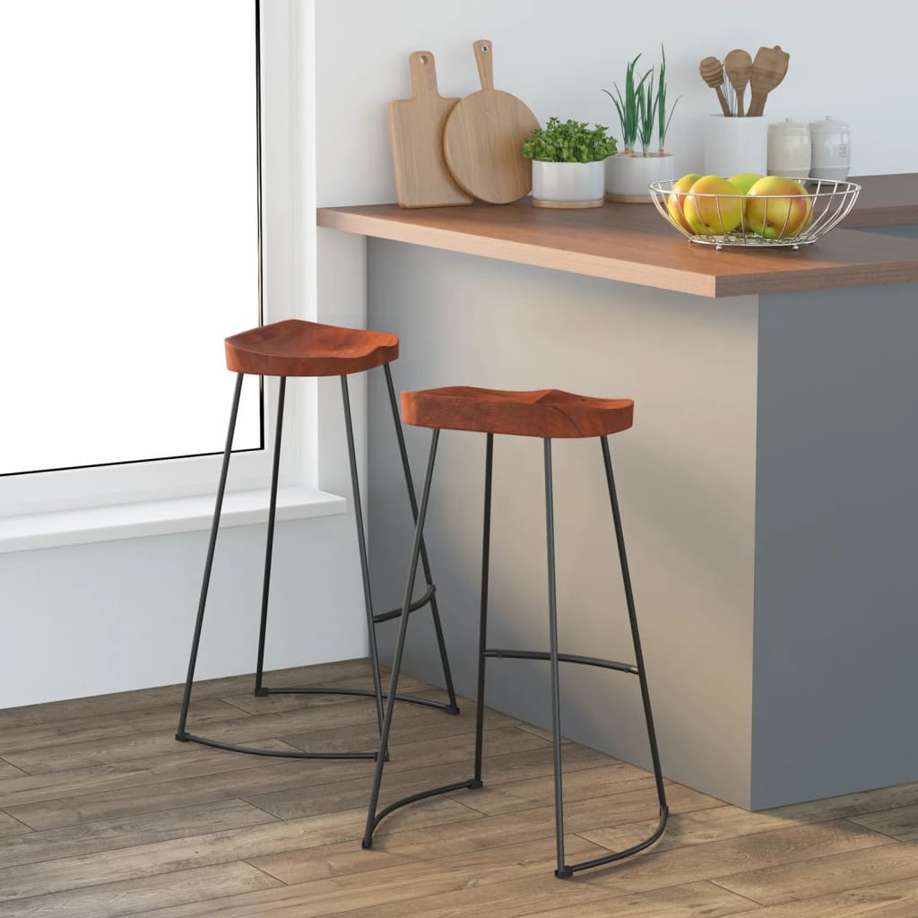 Bar Stools 2 Pcs Solid Wood Mango