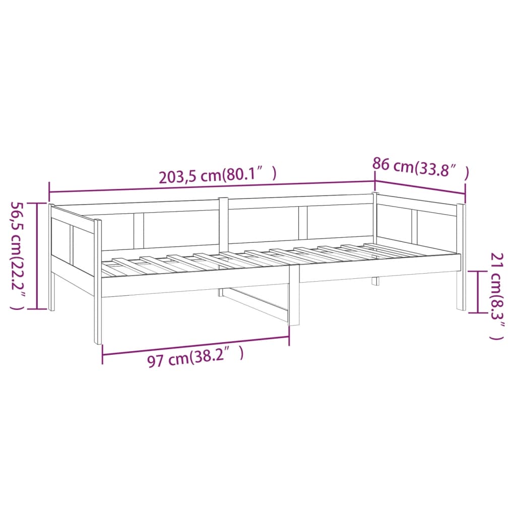 Day Bed Without Mattress Solid Wood Pine