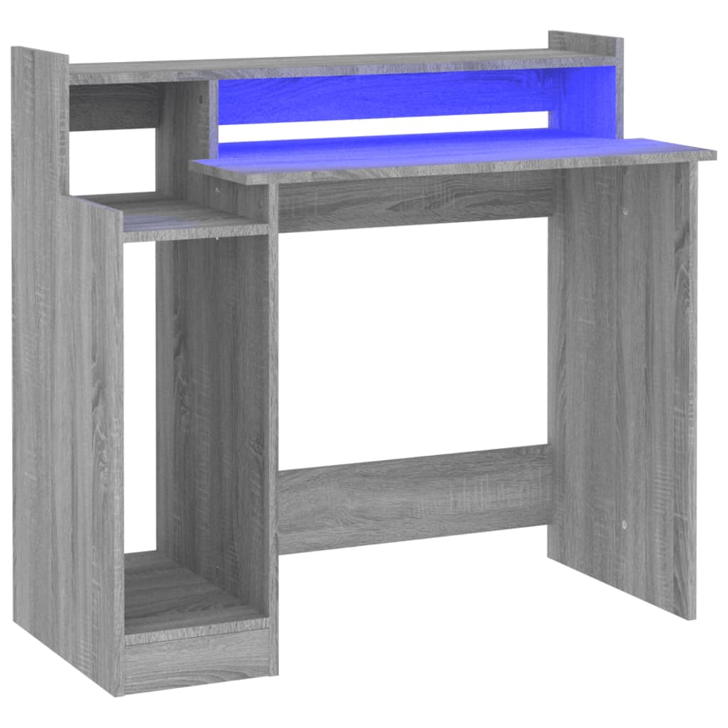 Desk With Led Lights 97X45X90 Cm Engineered Wood