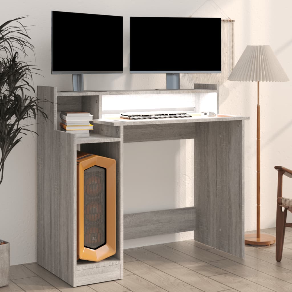 Desk With Led Lights 97X45X90 Cm Engineered Wood