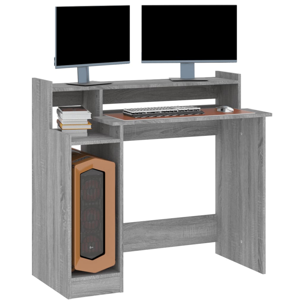 Desk With Led Lights 97X45X90 Cm Engineered Wood