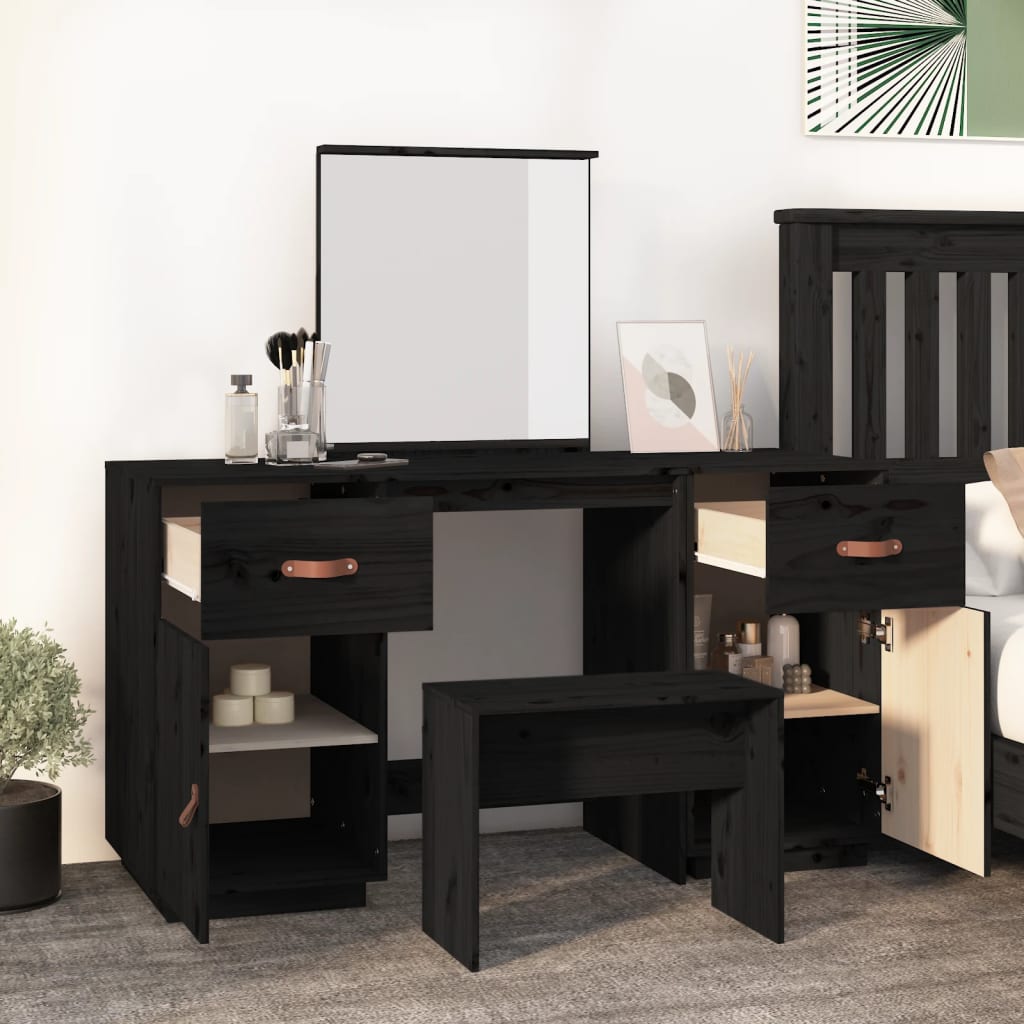 Dressing Table Set With A Mirror Solid Wood Pine