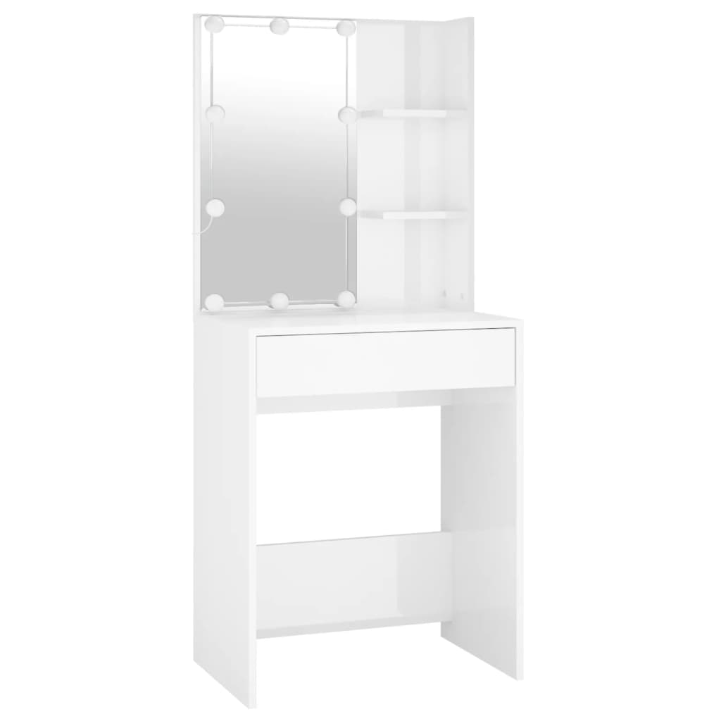 Dressing Table Set With Led Engineered Wood