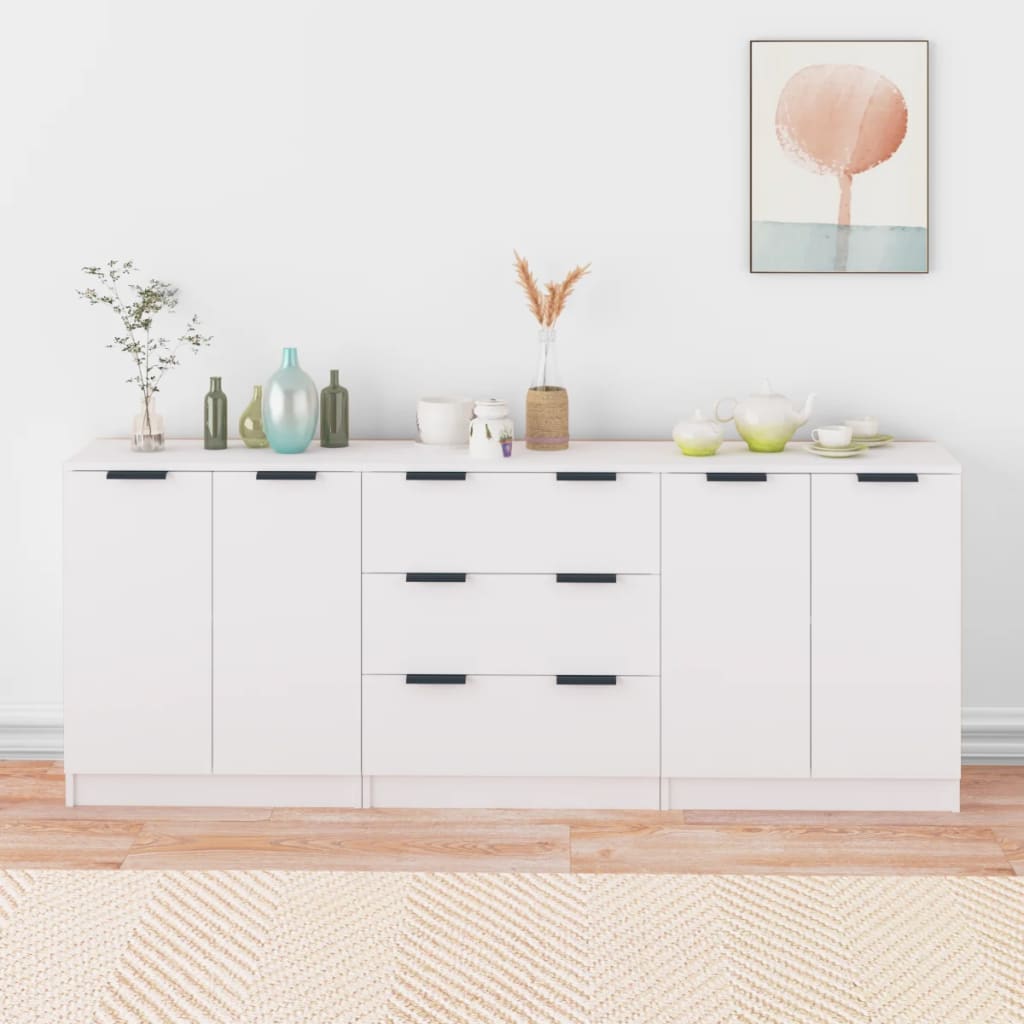 Sideboards 3 Pcs 60X30X70 Cm Engineered Wood