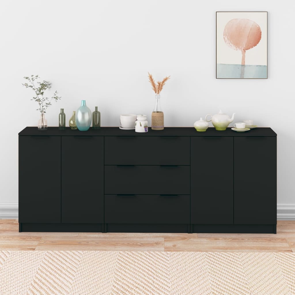 Sideboards 3 Pcs 60X30X70 Cm Engineered Wood