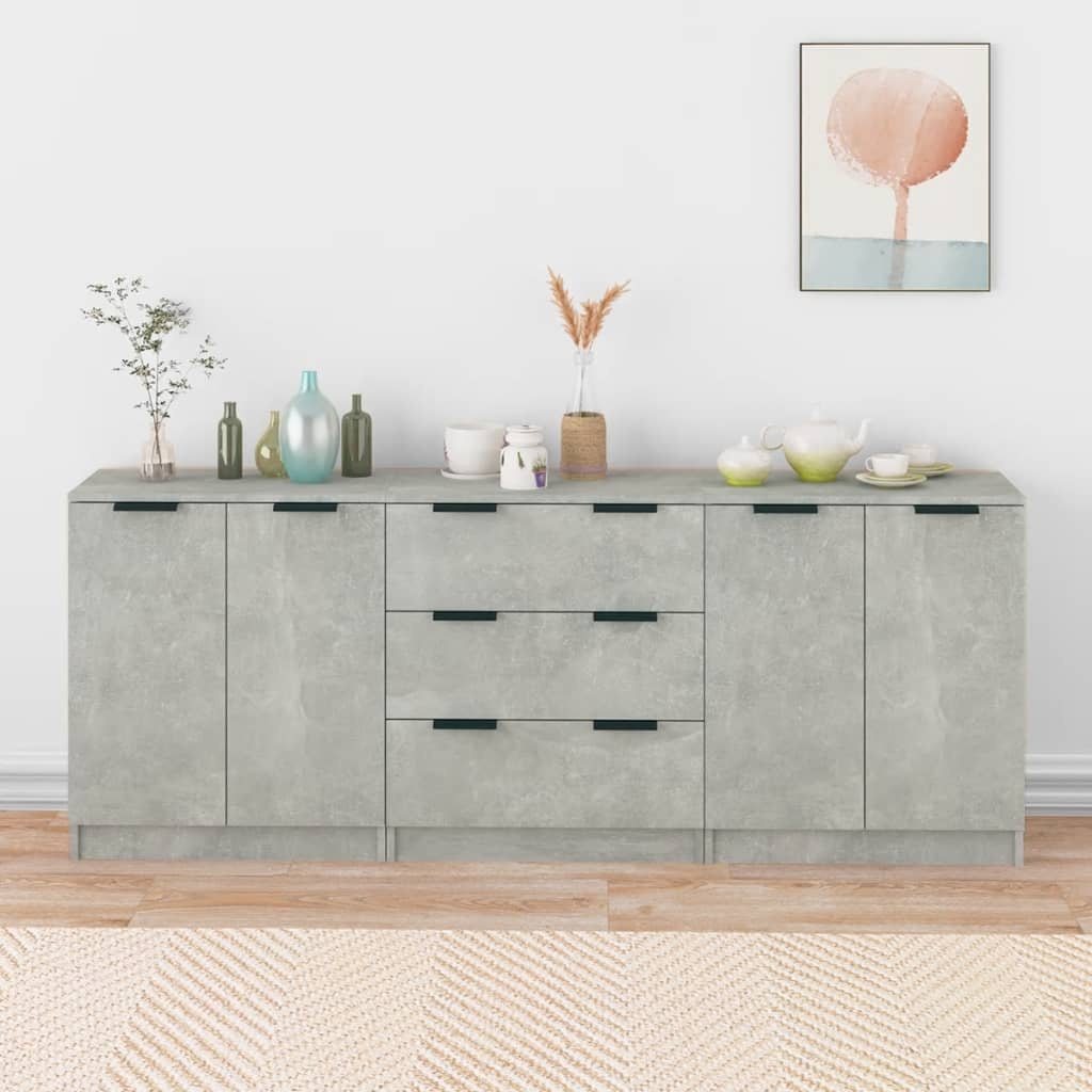 Sideboards 3 Pcs 60X30X70 Cm Engineered Wood