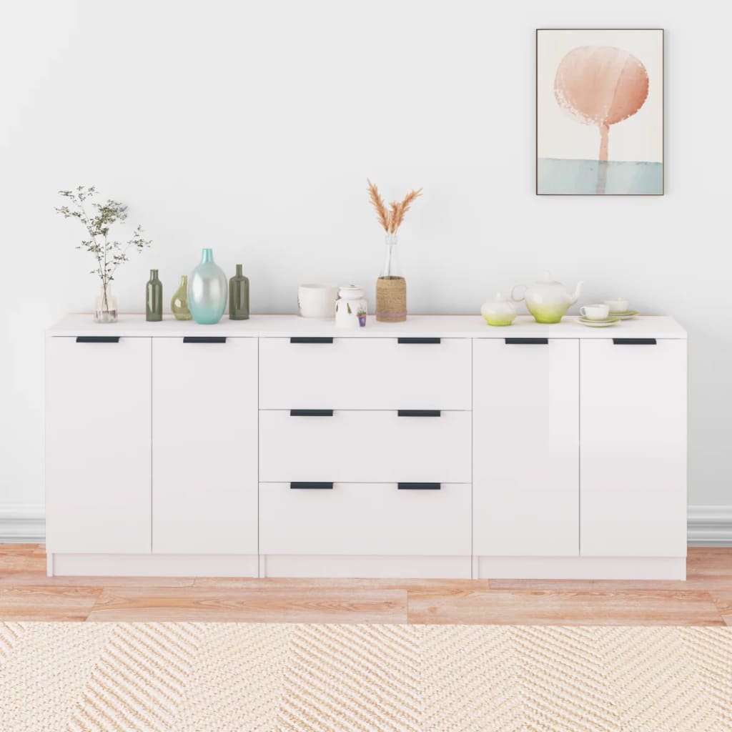 Sideboards 3 Pcs 60X30X70 Cm Engineered Wood