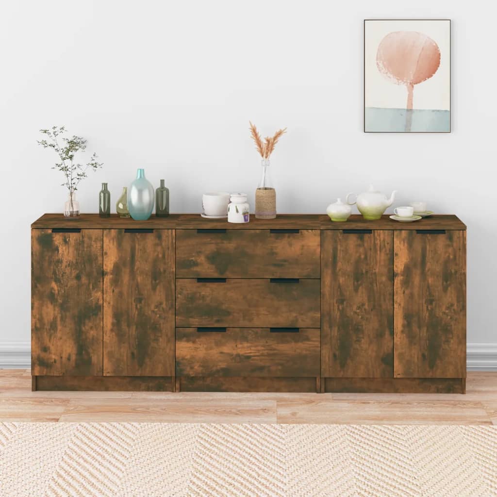Sideboards 3 Pcs 60X30X70 Cm Engineered Wood