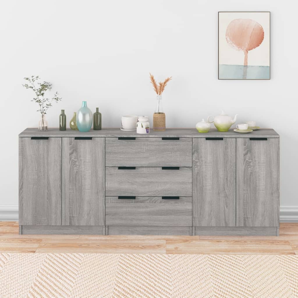 Sideboards 3 Pcs 60X30X70 Cm Engineered Wood