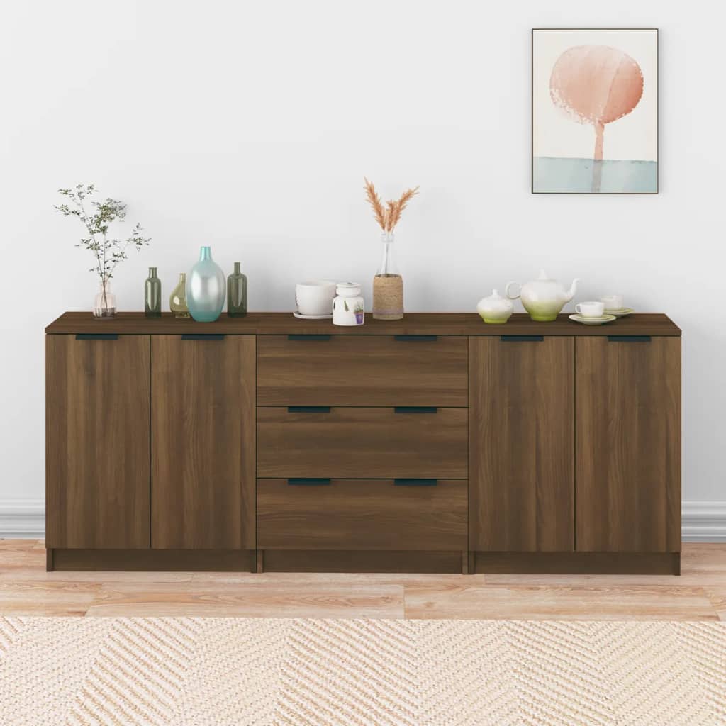 Sideboards 3 Pcs 60X30X70 Cm Engineered Wood