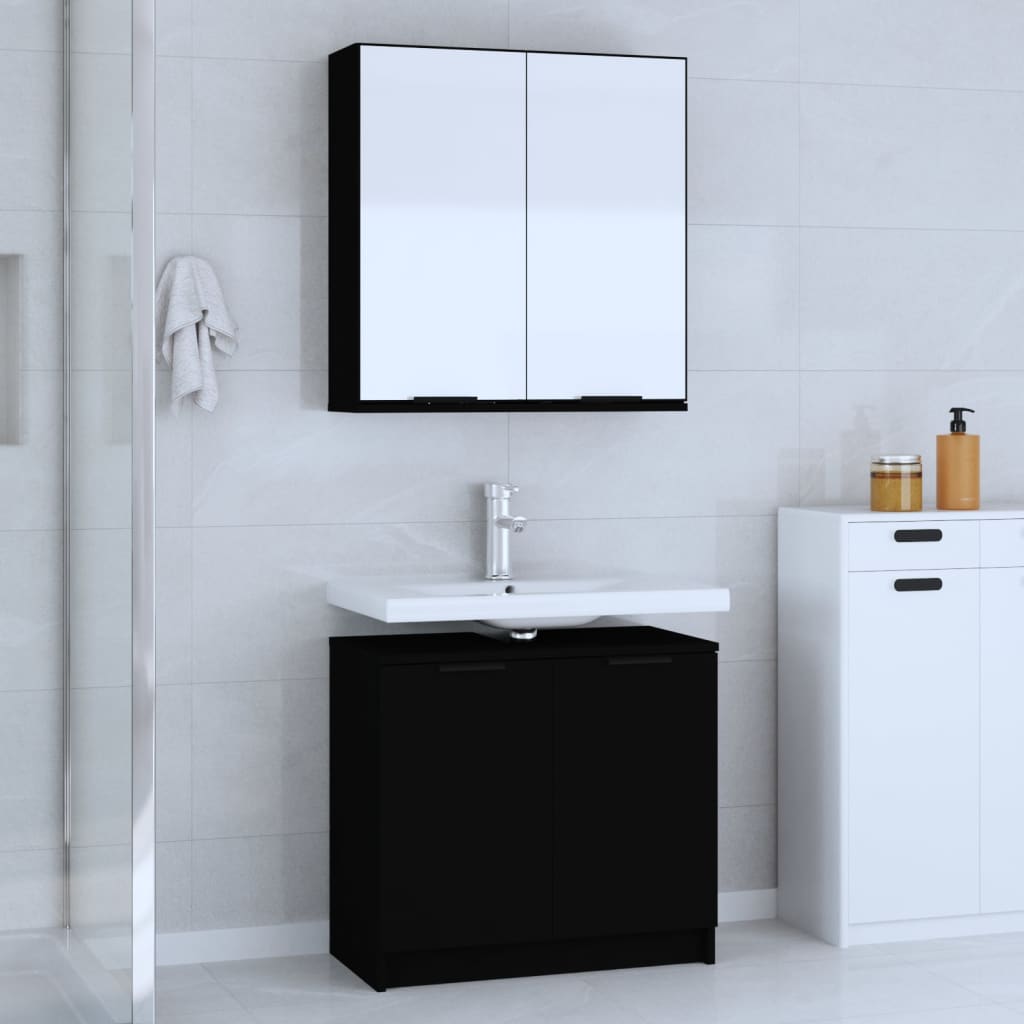 2 Piece Bathroom Cabinet Set Engineered Wood