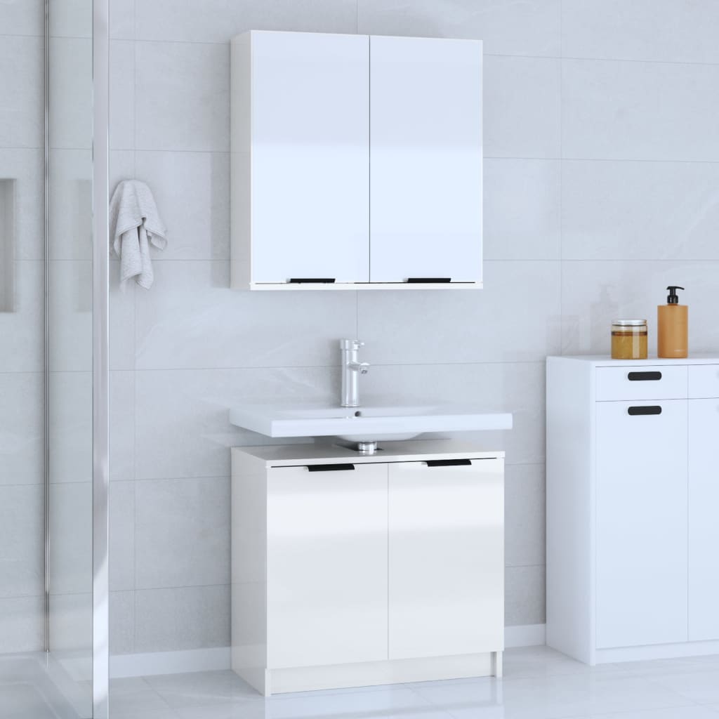 2 Piece Bathroom Cabinet Set Engineered Wood