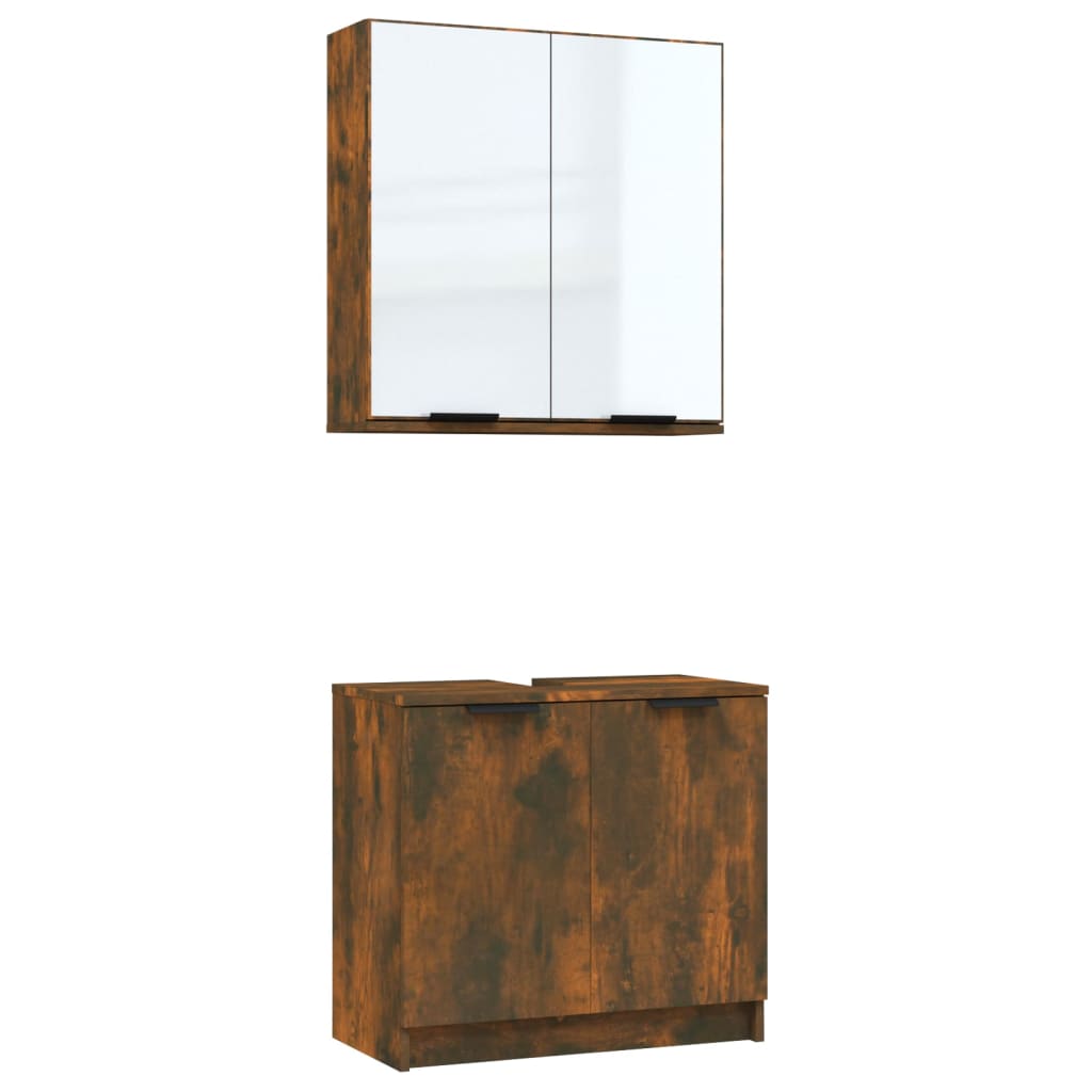 2 Piece Bathroom Cabinet Set Engineered Wood