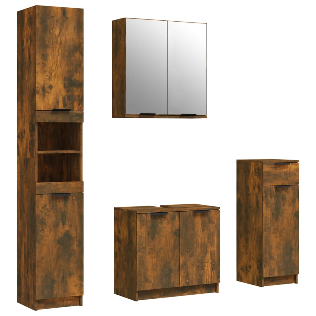 4 Piece Bathroom Cabinet Set Engineered Wood