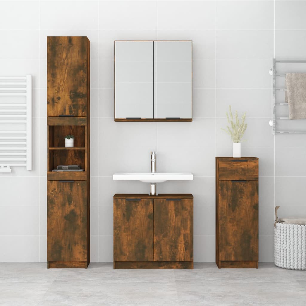 4 Piece Bathroom Cabinet Set Engineered Wood