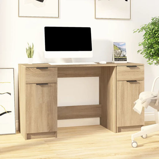 Desk With Side Cabinet Engineered Wood