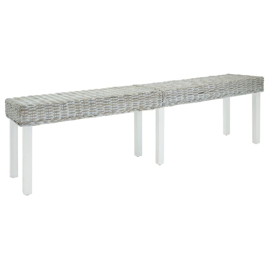 Bench 160X35X45 Cm Natural Kubu Rattan & Solid Wood Mahogany