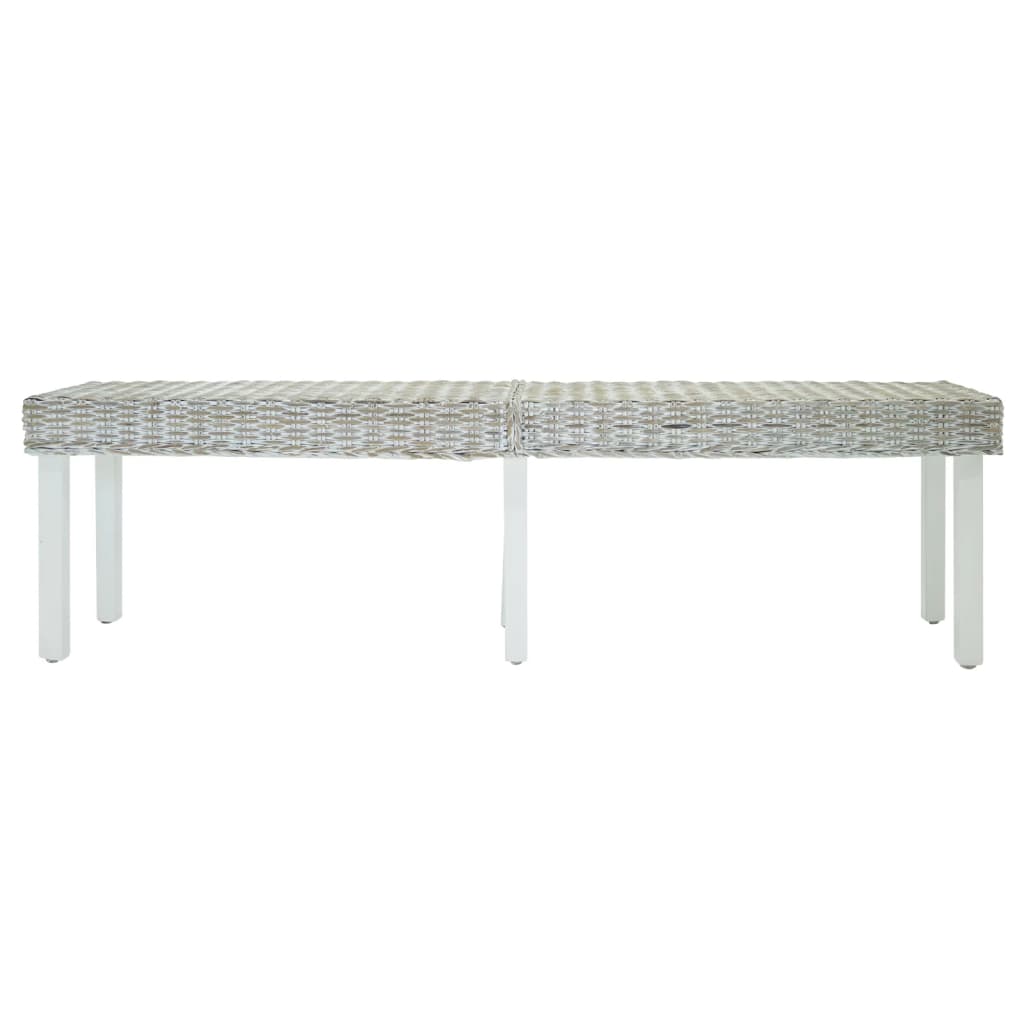 Bench 160X35X45 Cm Natural Kubu Rattan & Solid Wood Mahogany