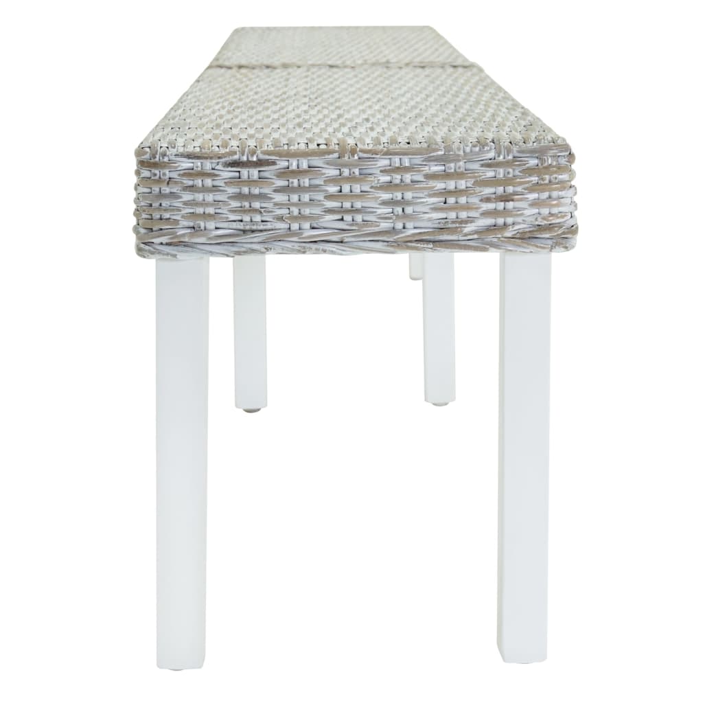 Bench 160X35X45 Cm Natural Kubu Rattan & Solid Wood Mahogany