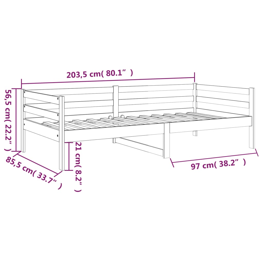 Day Bed Without Mattress 80X200Cm Solid Wood Pine