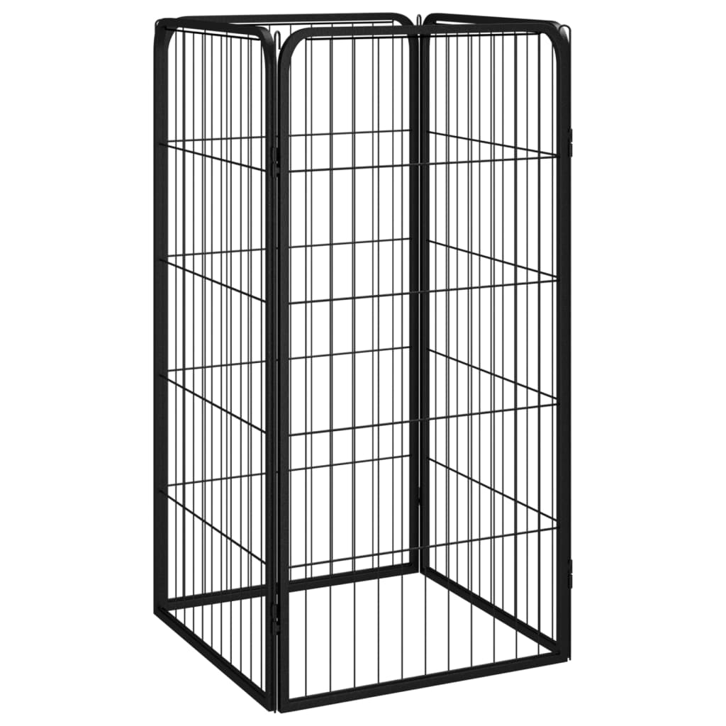 12-Panel Dog Playpen Black 50X100 Cm Powder-Coated Steel