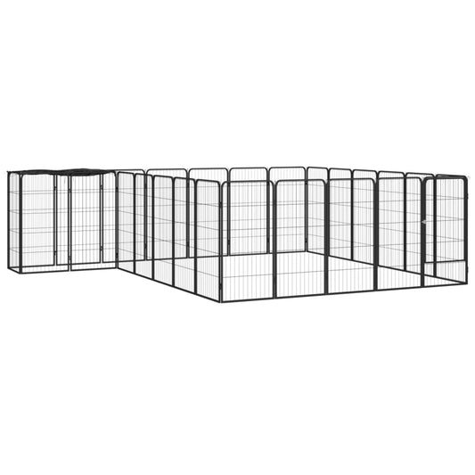 26-Panel Dog Playpen Black 50X100 Cm Powder-Coated Steel