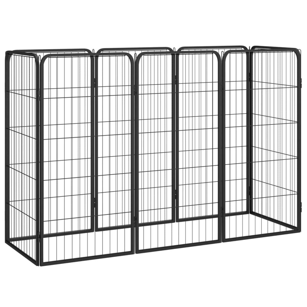 12-Panel Dog Playpen Black 50X100 Cm Powder-Coated Steel