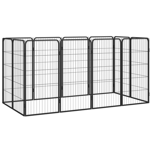 12-Panel Dog Playpen Black 50X100 Cm Powder-Coated Steel