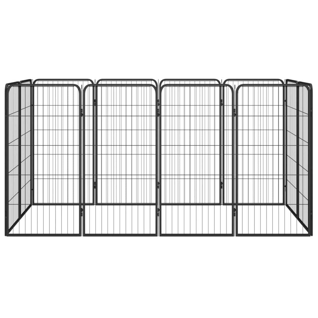 12-Panel Dog Playpen Black 50X100 Cm Powder-Coated Steel