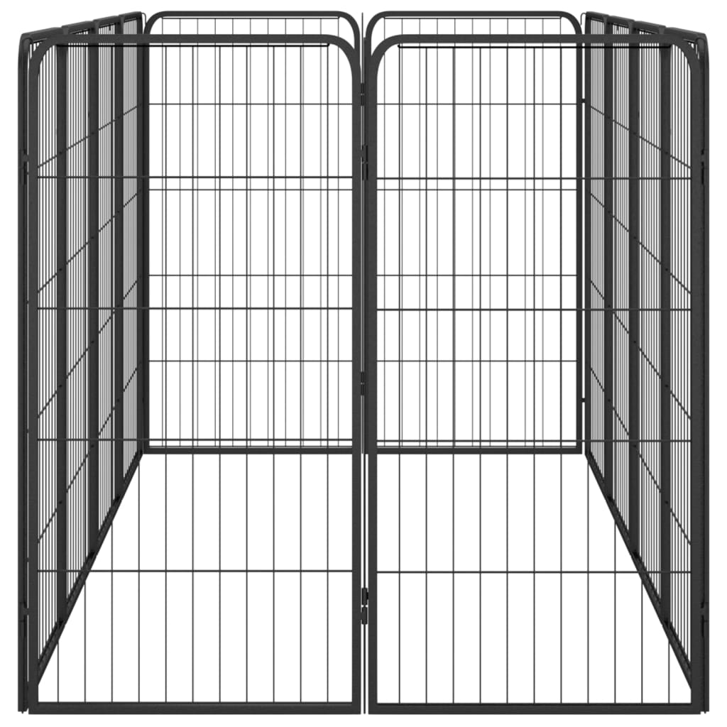 12-Panel Dog Playpen Black 50X100 Cm Powder-Coated Steel
