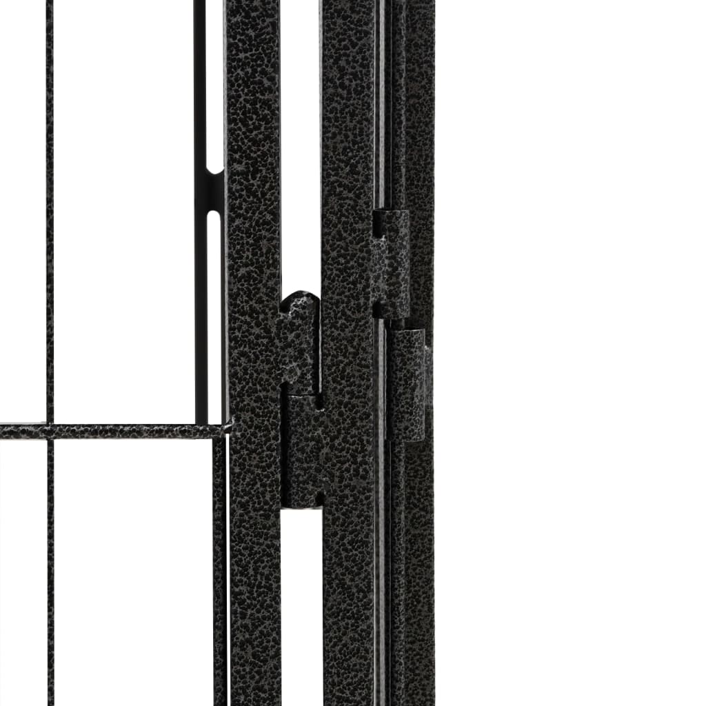 12-Panel Dog Playpen Black 50X100 Cm Powder-Coated Steel